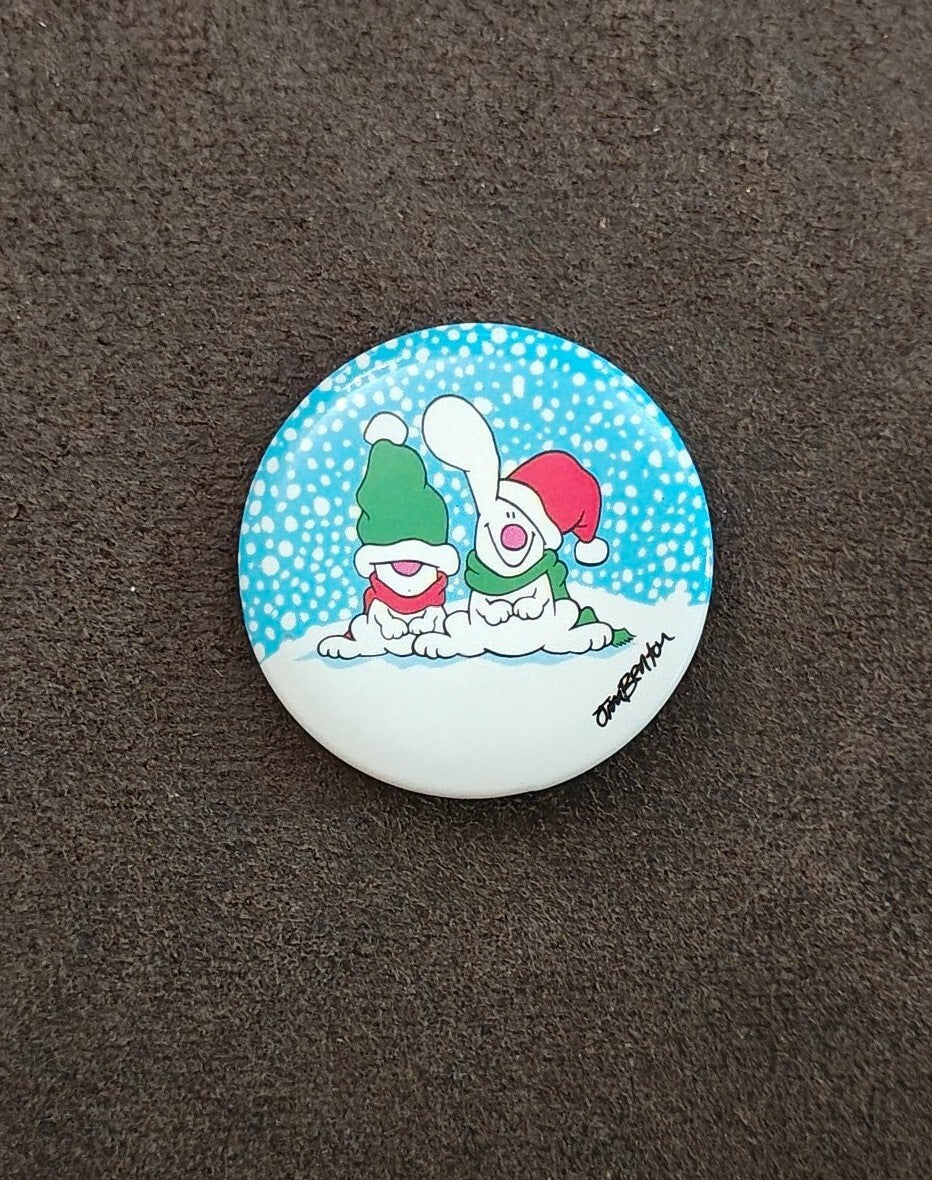 1980s Rare Jim Benton Christmas Pinback/Pinbutton