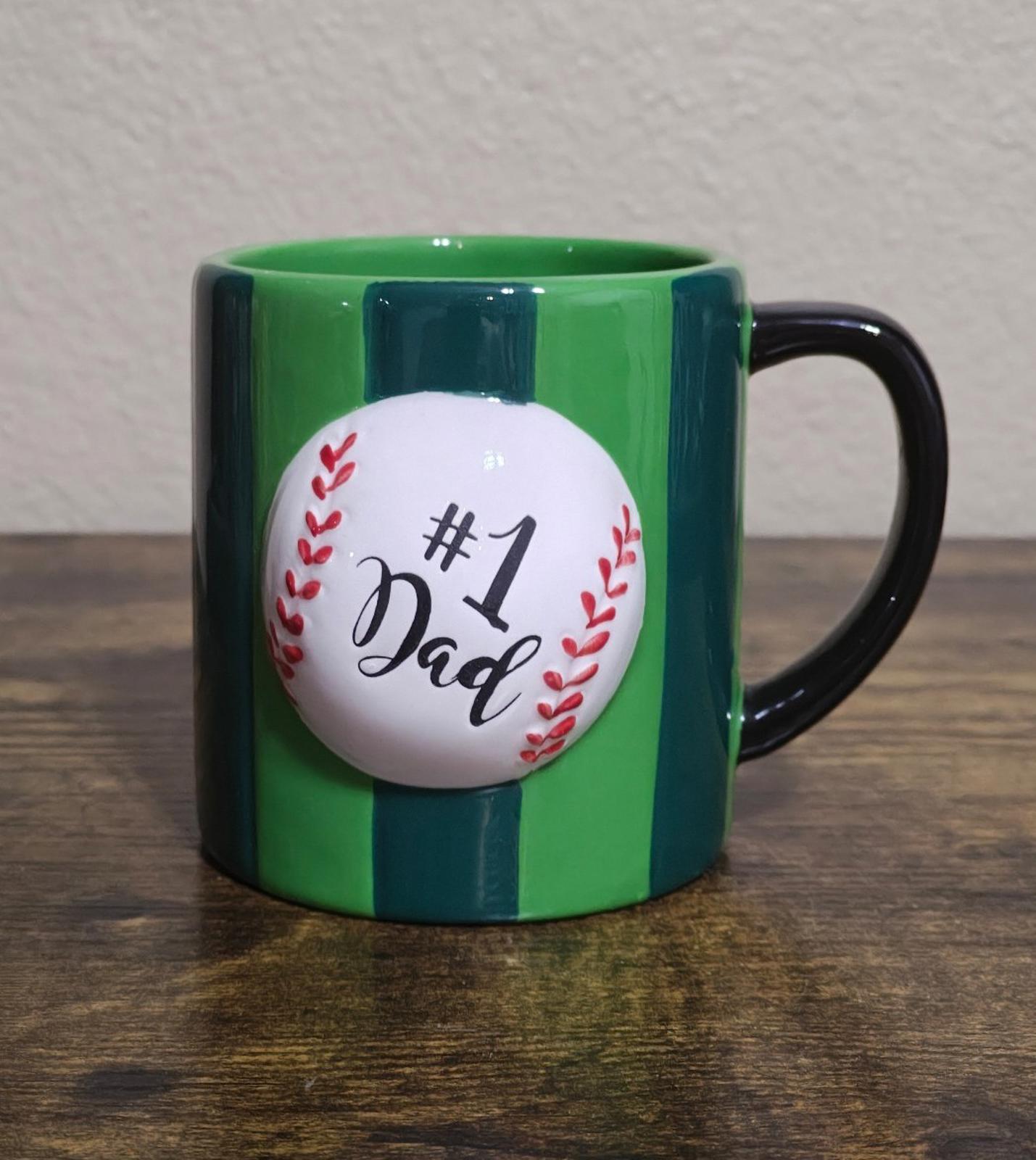 Hand Painted 3D Embossed #1 Dad Baseball Mug