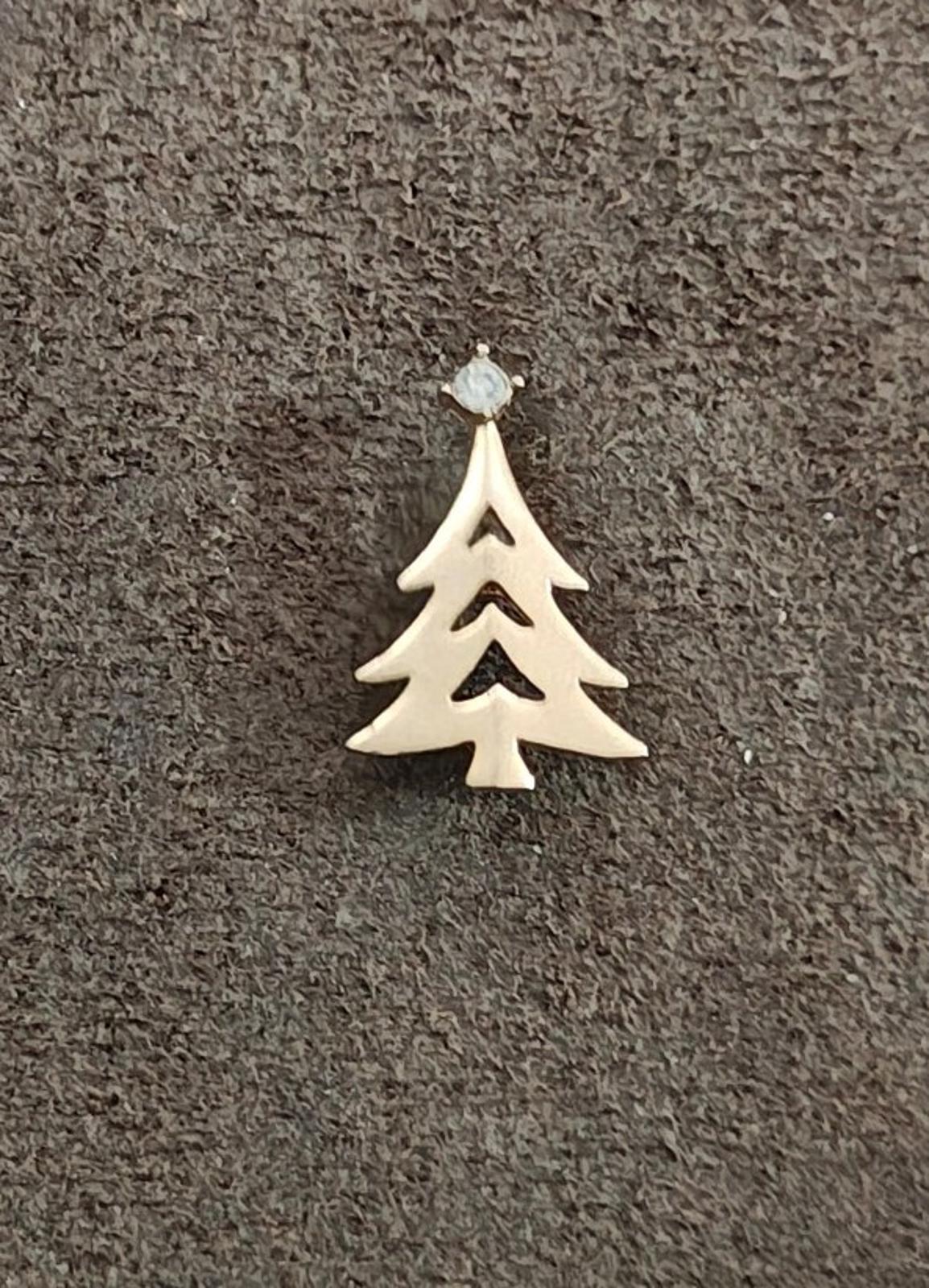 1980s Avon Gold Tone Christmas Tree With Clear Rhinestone Tree Topper