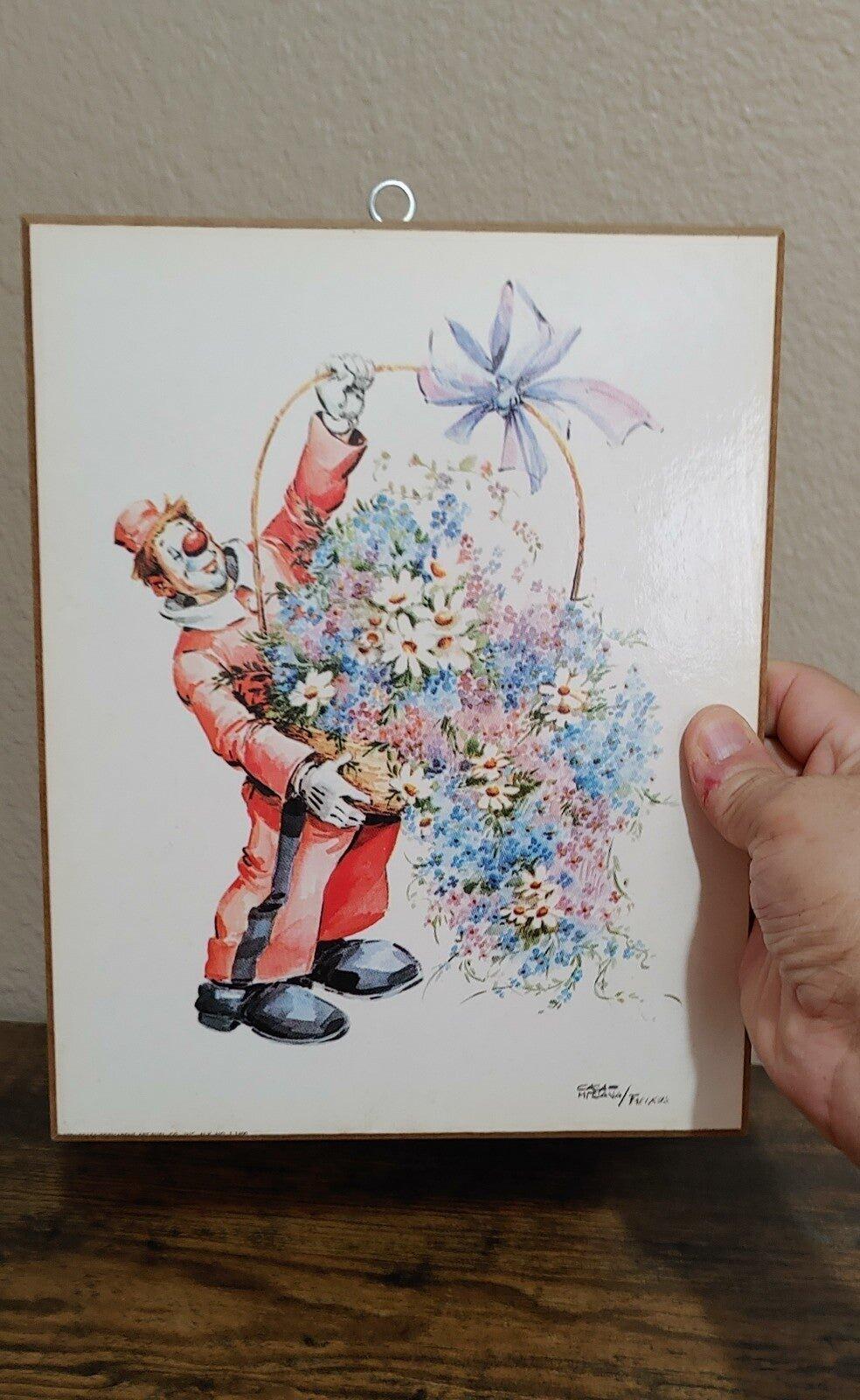 70s Clown Wooden Wall Art/ Plaque By CASA-MITJANA/FREIXAS