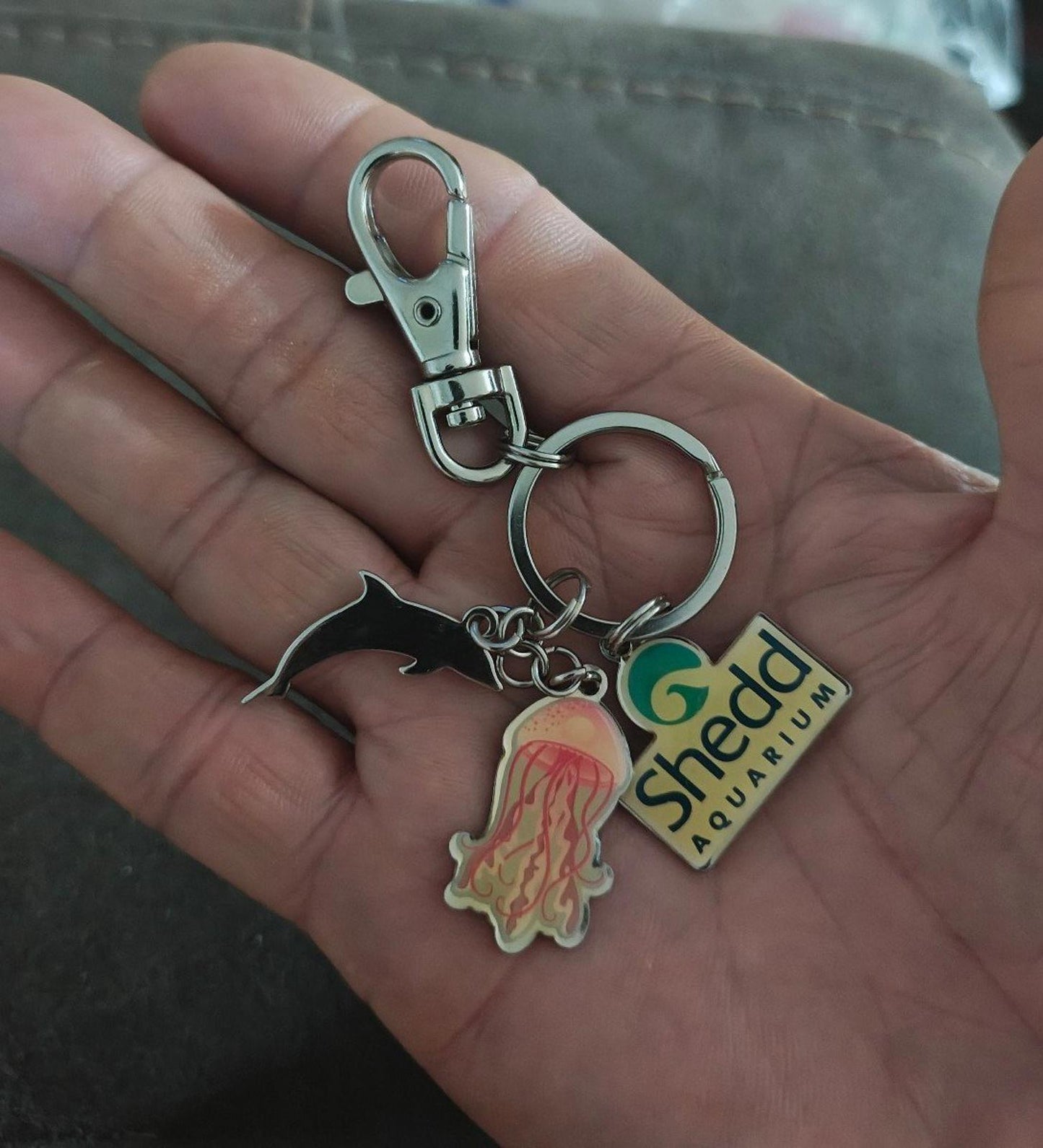 1990s Vintage Shedd Aquarium Chicago Jellyfish Nettles Dolphin Charms Keychain