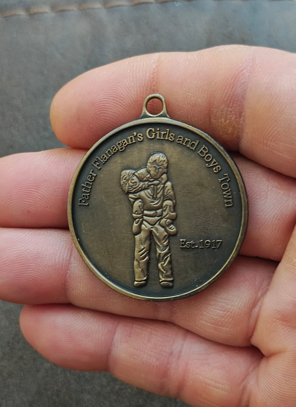 1990s Father Flanagan's Boys & Girls Town Silver Tone Medallion/Pendant