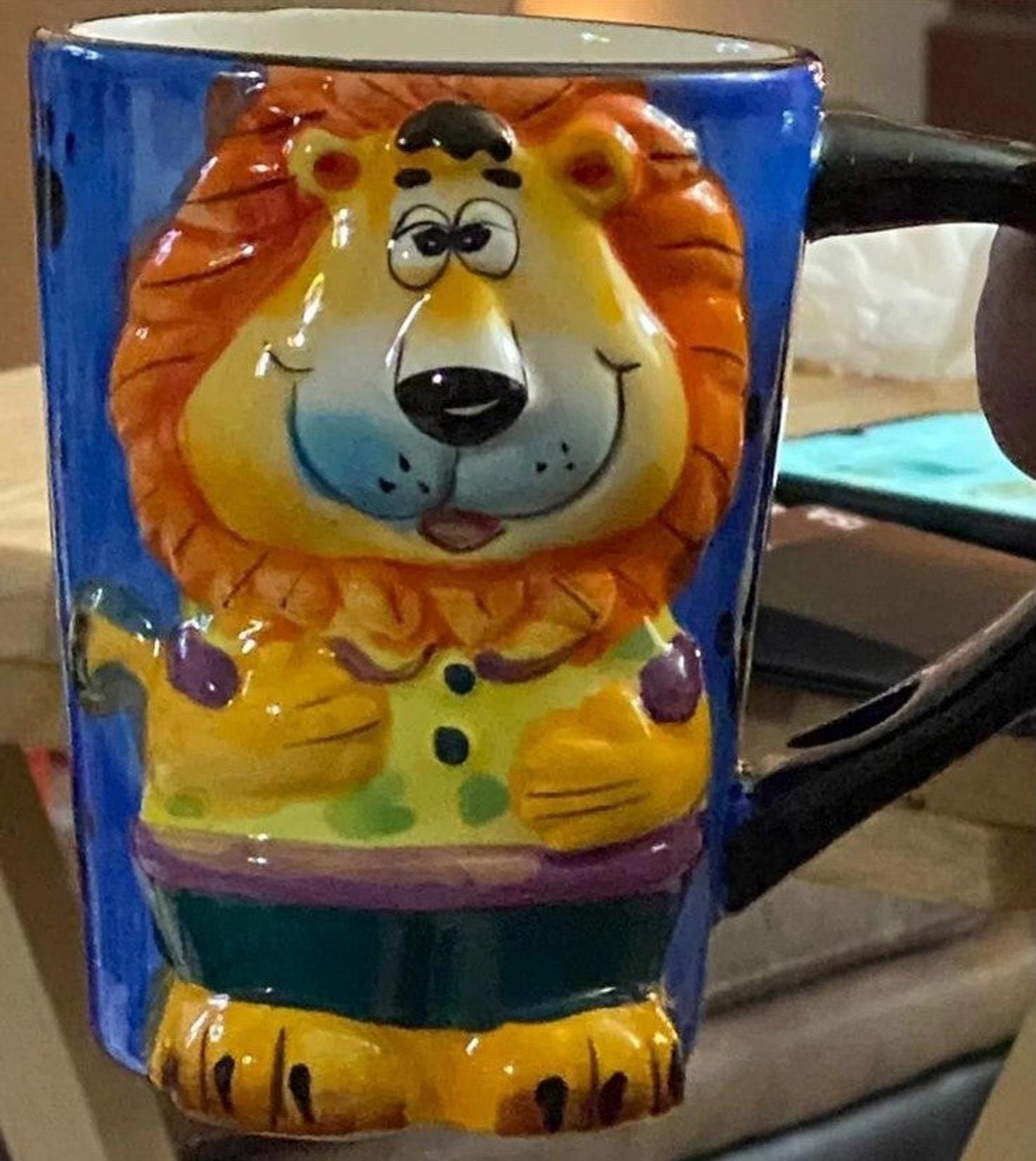 Colorful 3D Lion Ceramic Mug