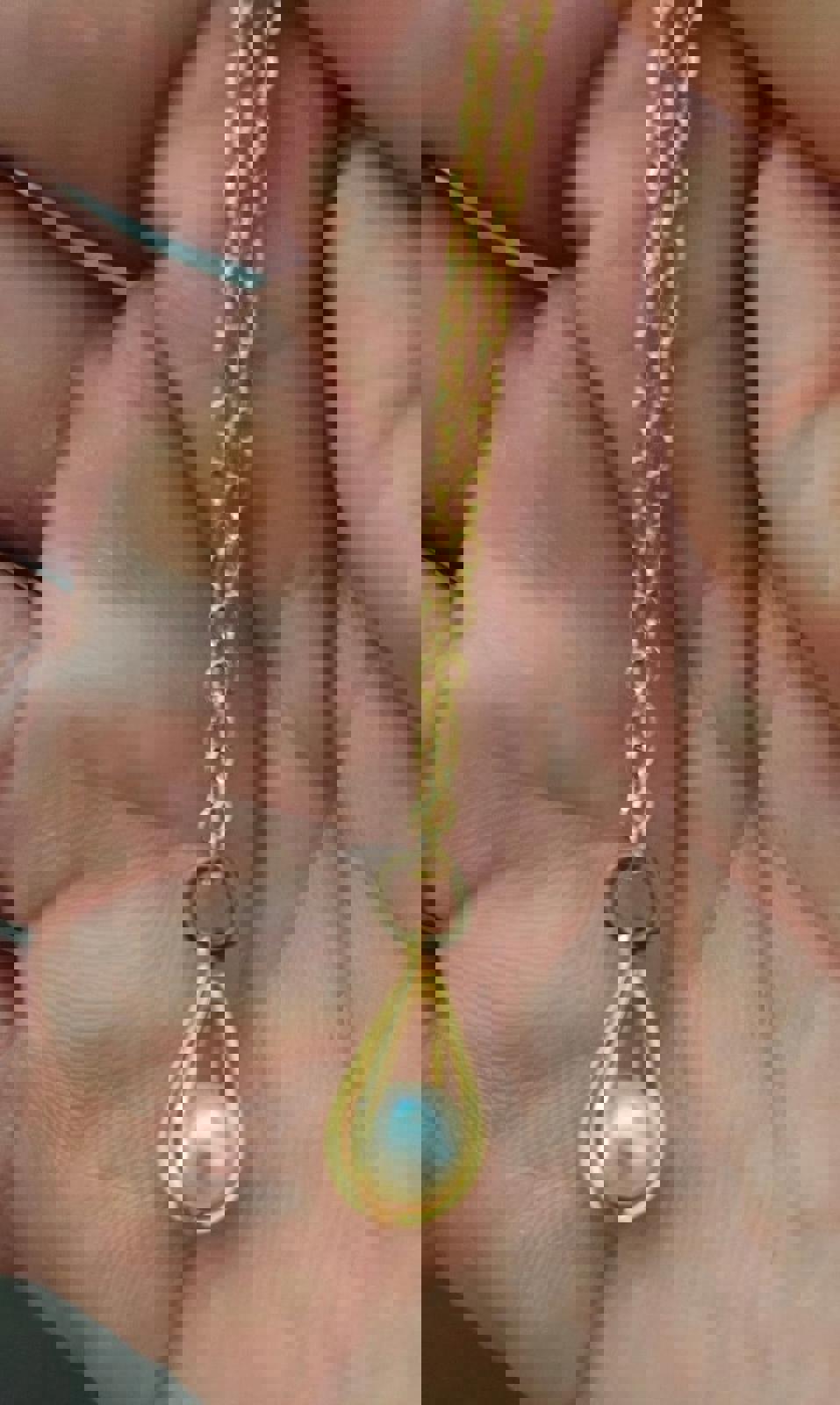 1960's Gold Tone Caged Teardrop Faux Pearls Necklace & Earrings Set