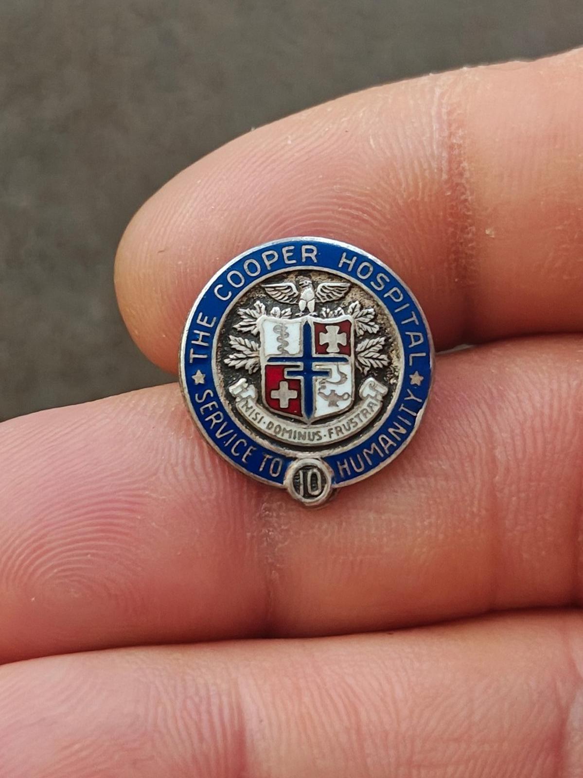 1950s/60s Silver 10-year Service Award The Cooper Hospital Camden New Jersey Pin