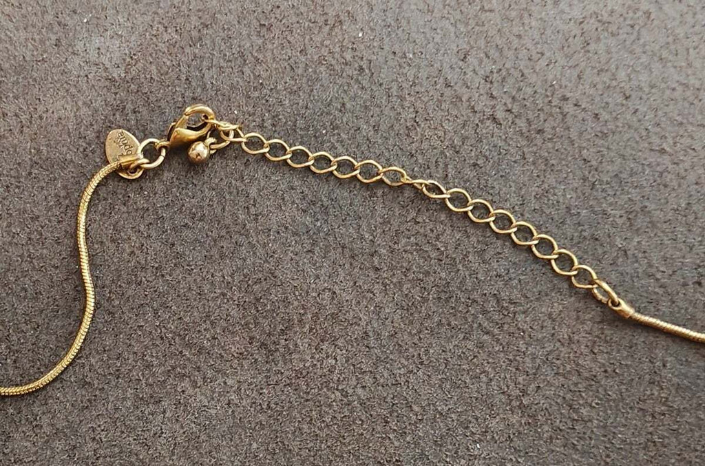 Early 2000s Lia Sophia Gold Tone Mother of Pearl Mosaic Slide Pendant Necklace