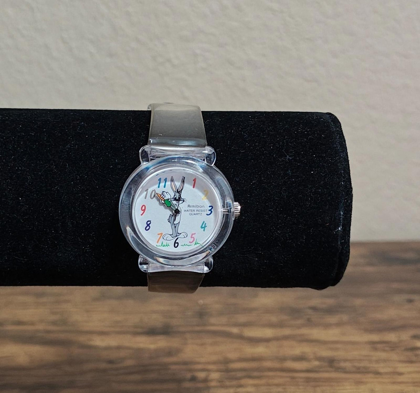 1990s Armitron Bugs Bunny Women's Watch With Clear Plastic Band