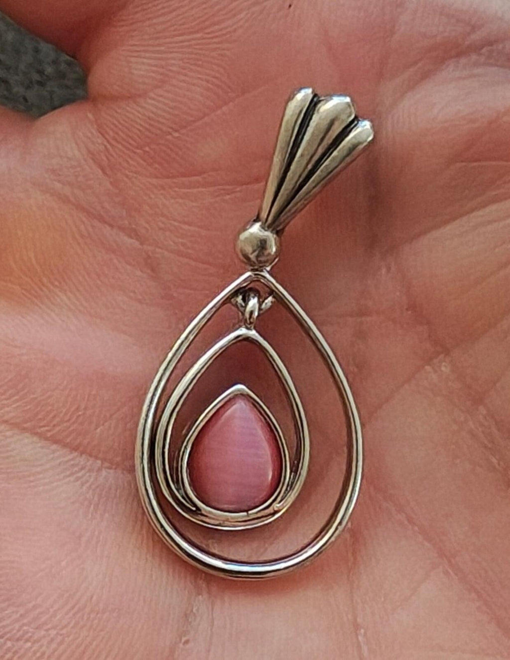 2000s Silver Tone Lia Sophia "Cotton Candy" Teardrop Pendant