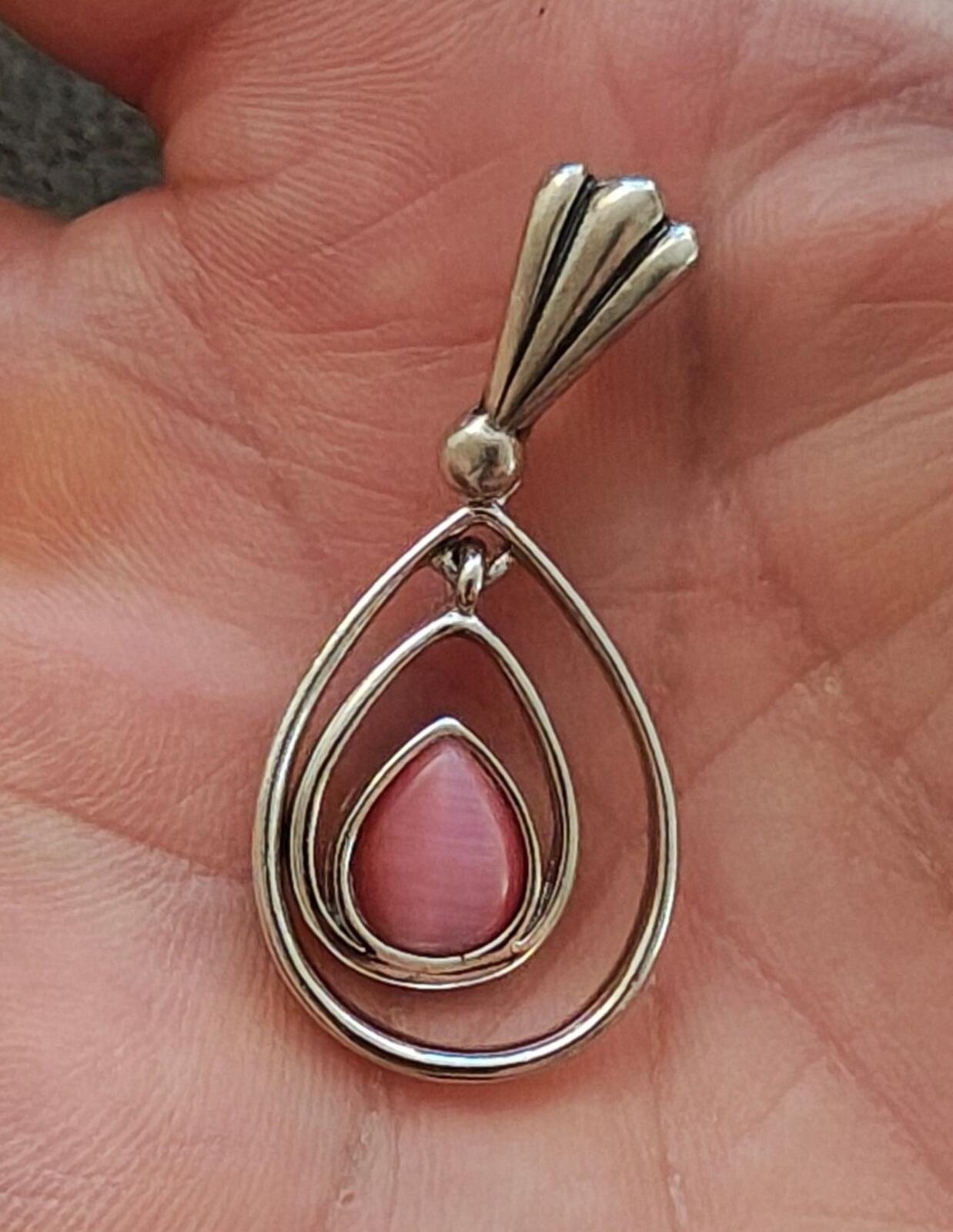 2000s Silver Tone Lia Sophia "Cotton Candy" Teardrop Pendant