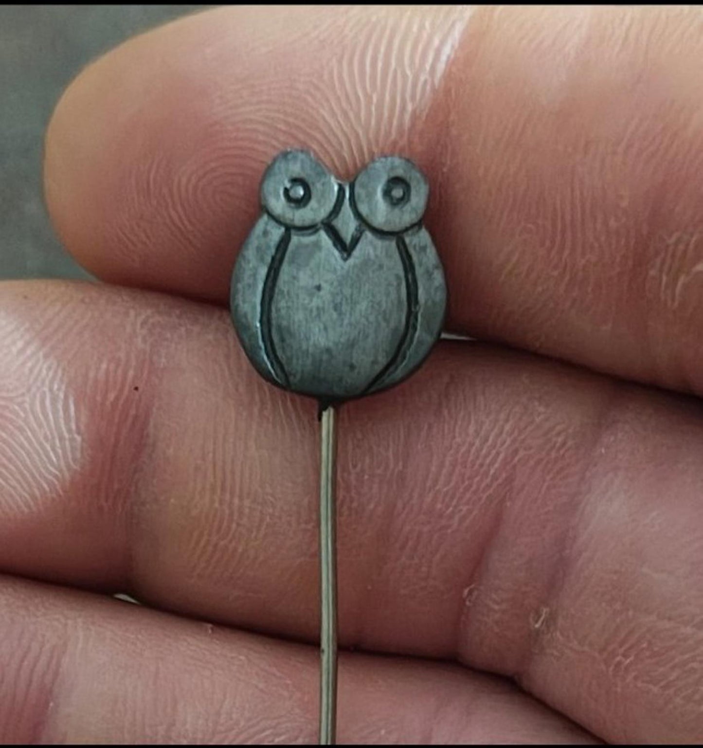 1970's Pewter Owl Stick Pin