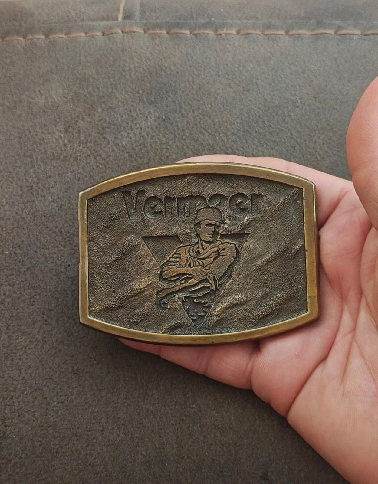 1970s/80s Vermeer Manufacturing Company Solid Brass Advertising Belt Buckle