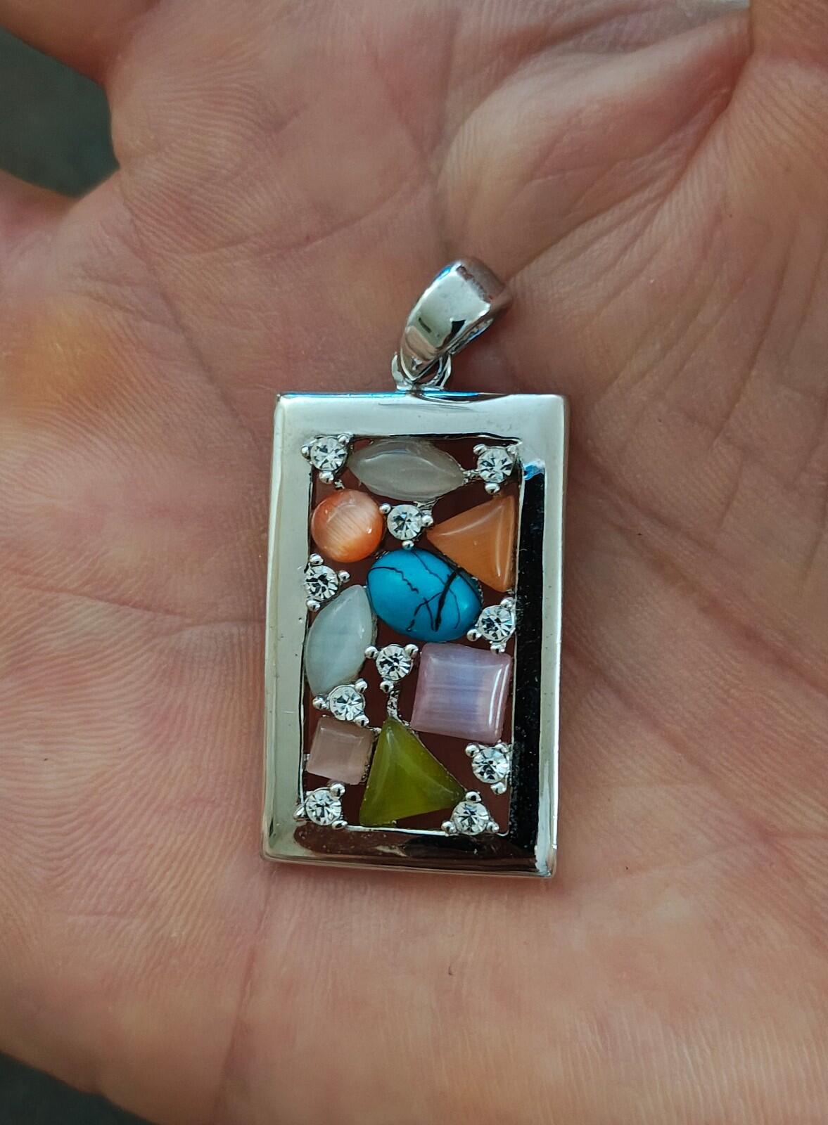 Lia Sophia Galileo Turquoise And Pastel Silver Tone Pendant