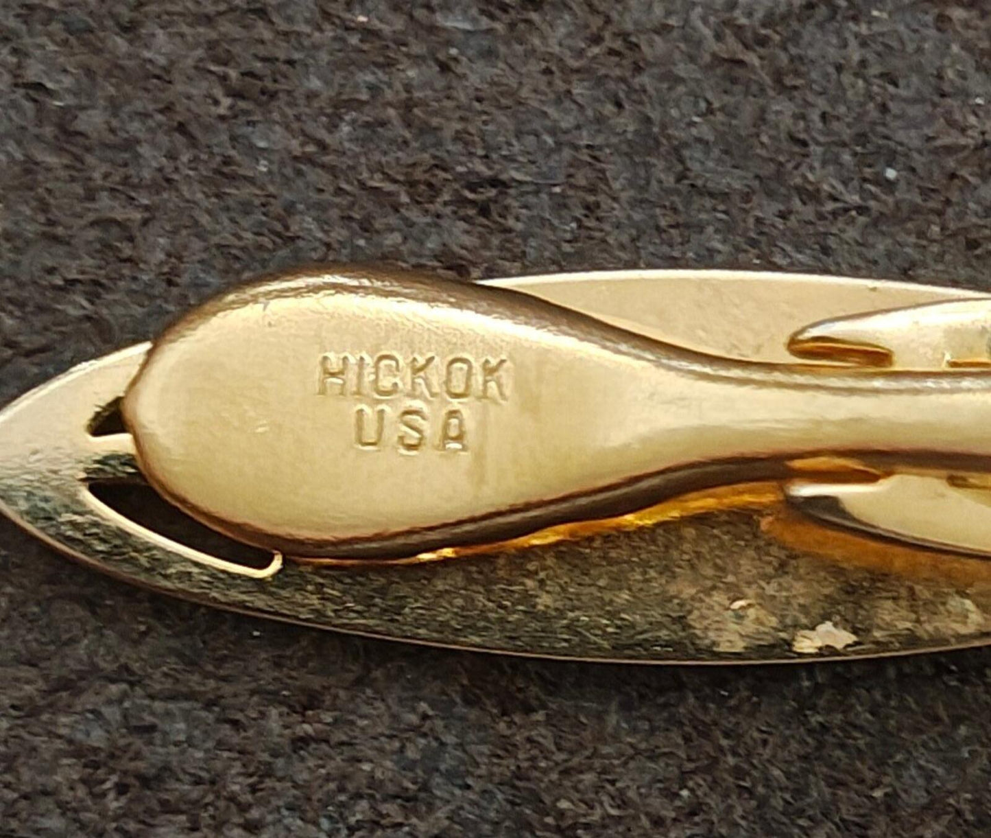 1950s/60s Hickok USA Two Tone Monogram Initial S Tie Bar/Tie Clip & Cufflink Set