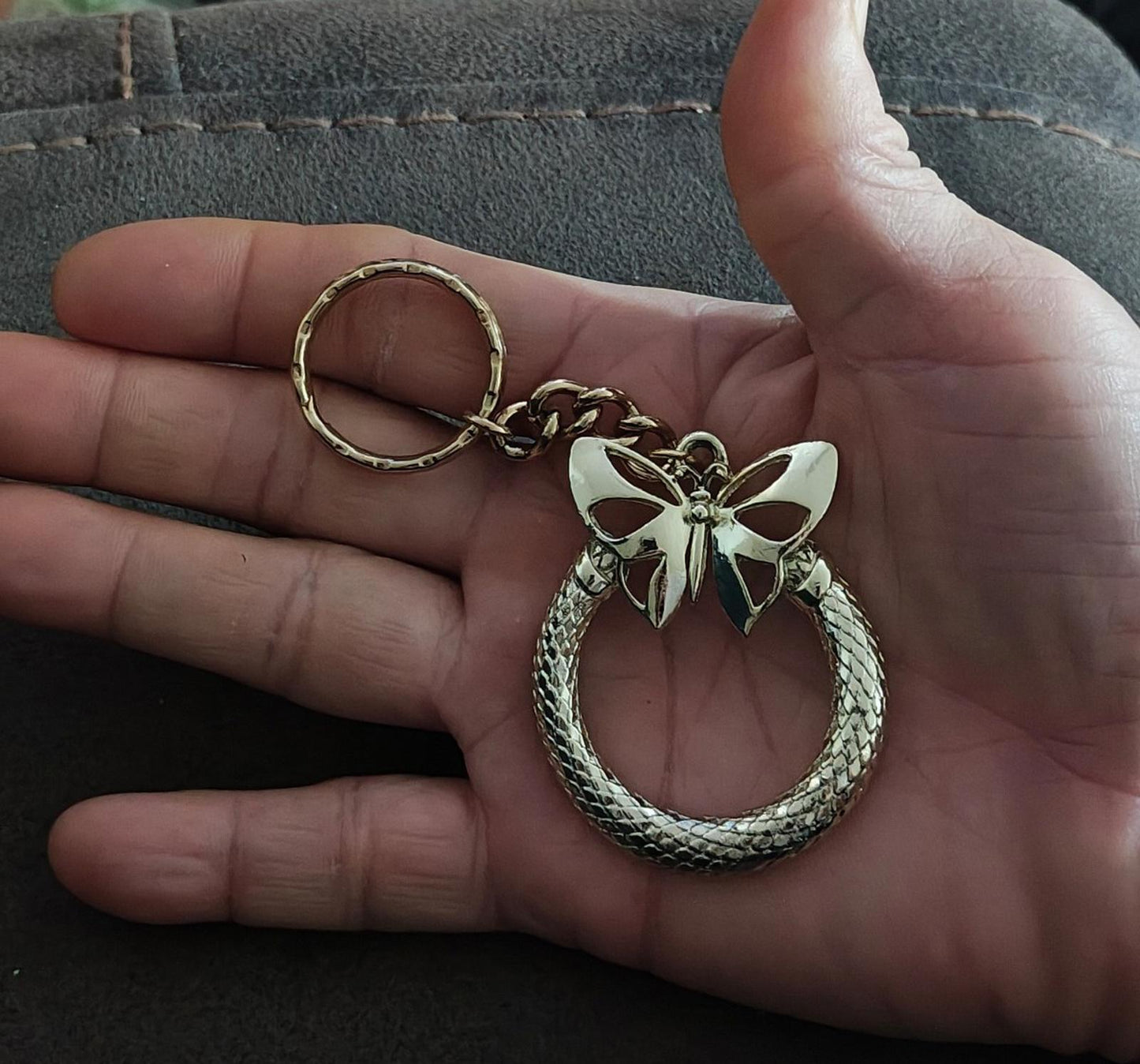 Pretty Gold Tone Butterfly Keychain
