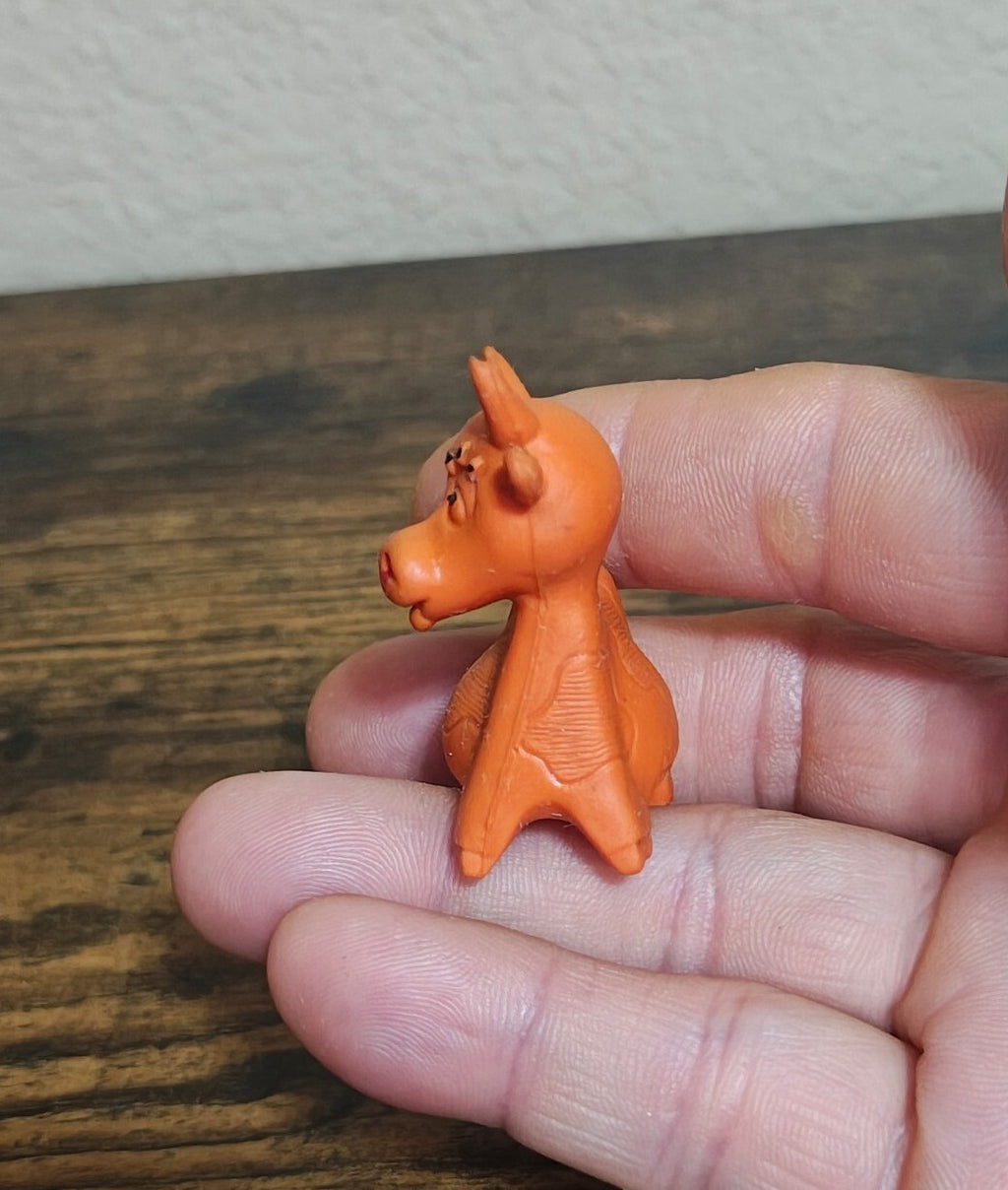 1960s Diener Industries Rubber Orange Cow Eraser Figurine