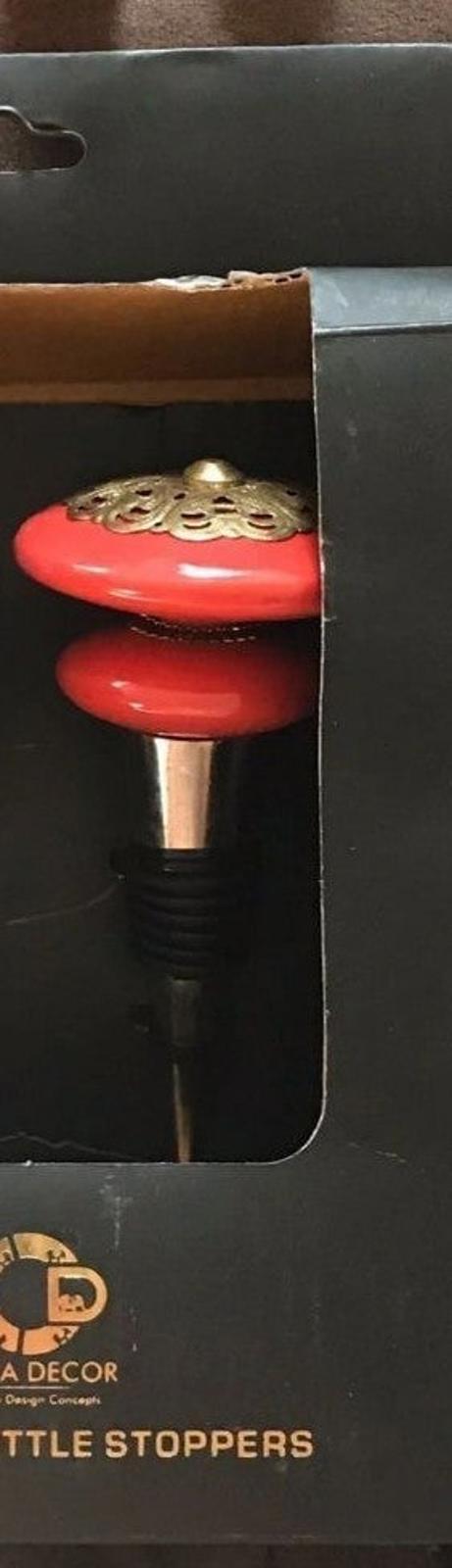 Beautiful Set Of Ceramic Door Knob Cork Purple And Red Wine Stoppers