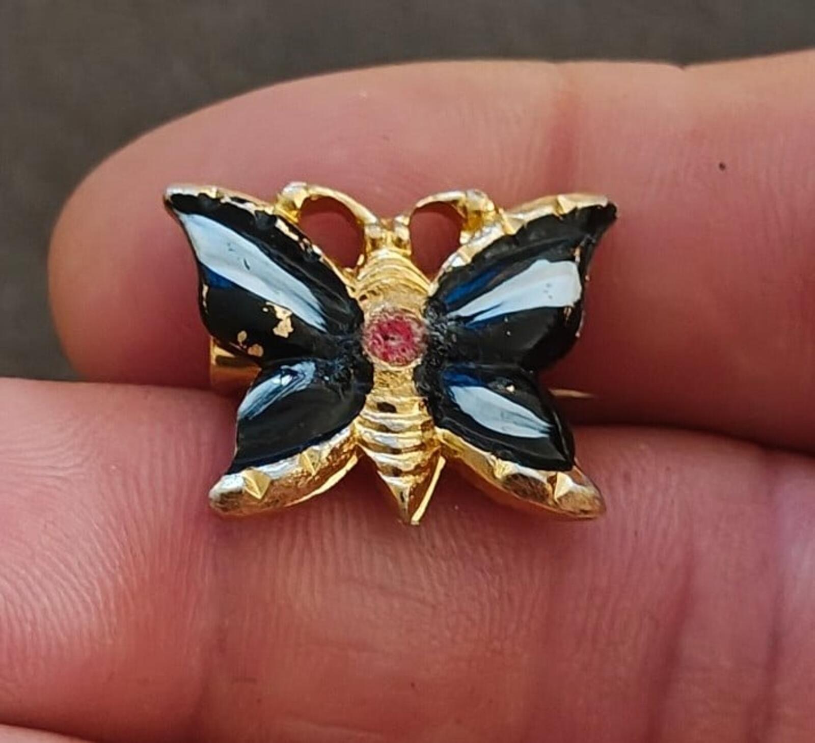 1960s/70s Gold Tone Enamel Butterfly Brooch