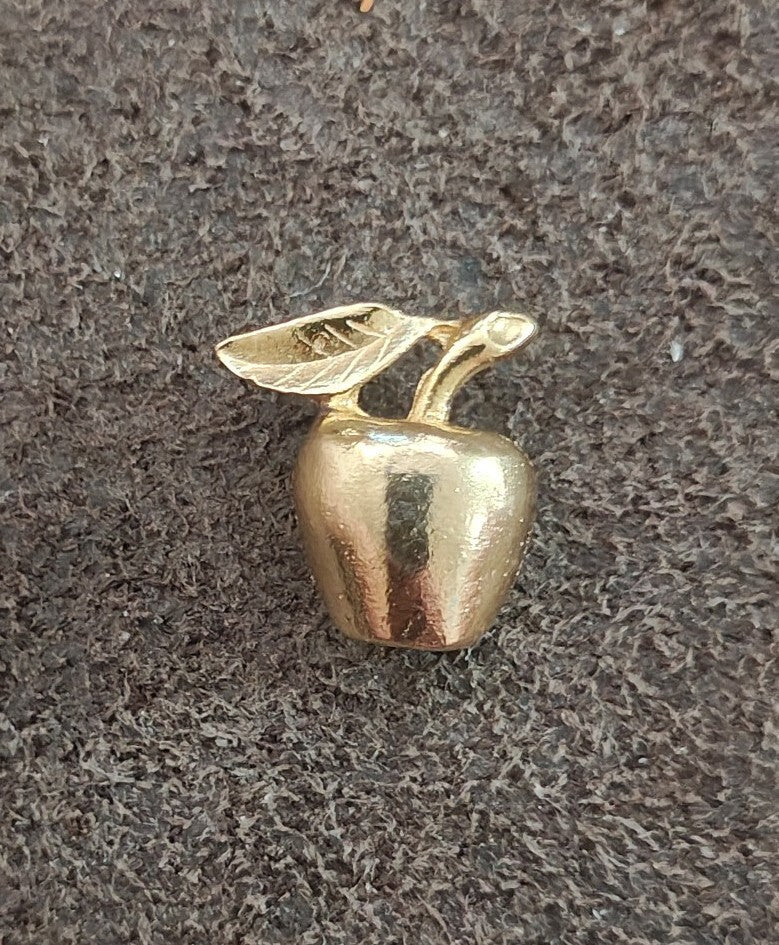 1980s Gold Tone 3D Apple Pin