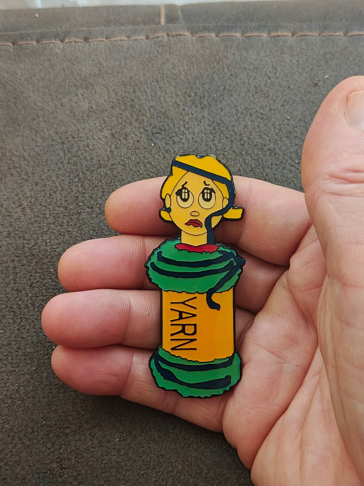 1980s/90s Cartoon Woman Stuck In Yarn Refrigerator Magnet