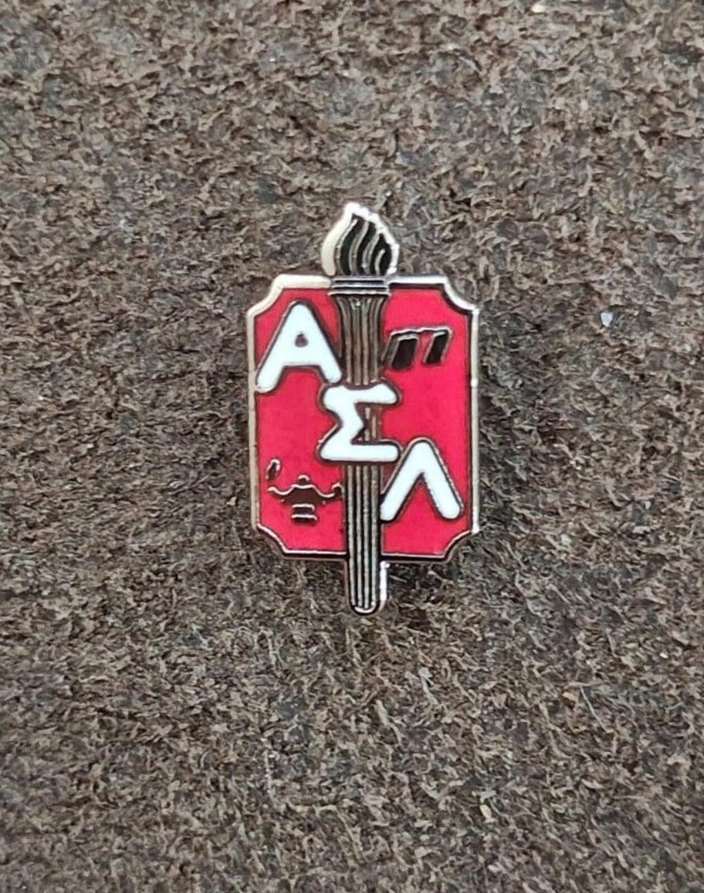 1970s/80s Alpha Sigma Lambda Honor Society (ΑΣΛ) Silver Tone Enamel Pin New