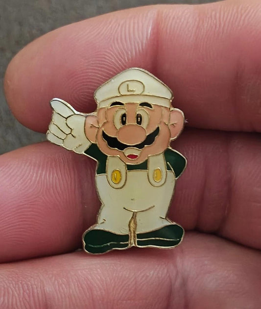 1988 Nintendo Super Mario Bros. Luigi Gold Tone Enamel Pin