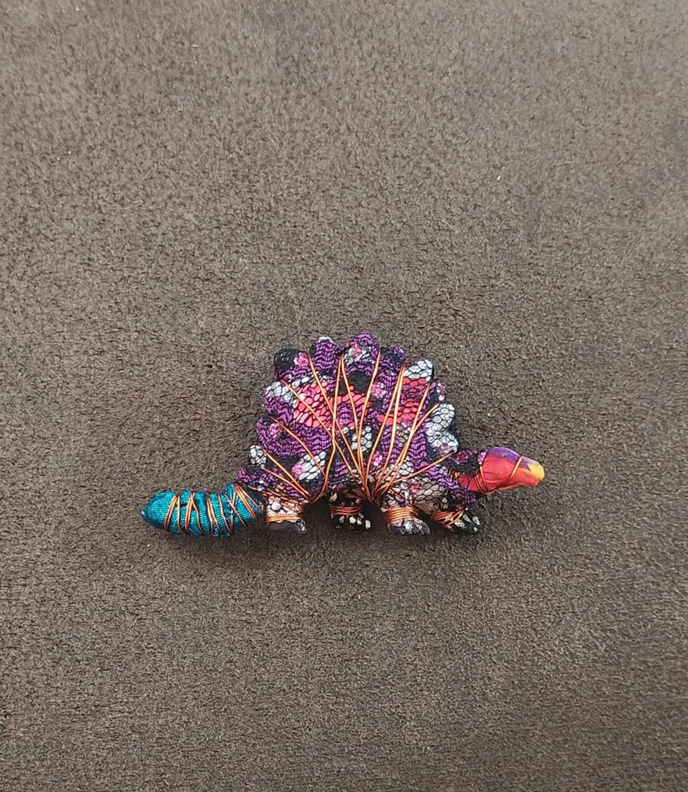 Handcrafted Stegosaurus/Dinosaur Figurine Brooch