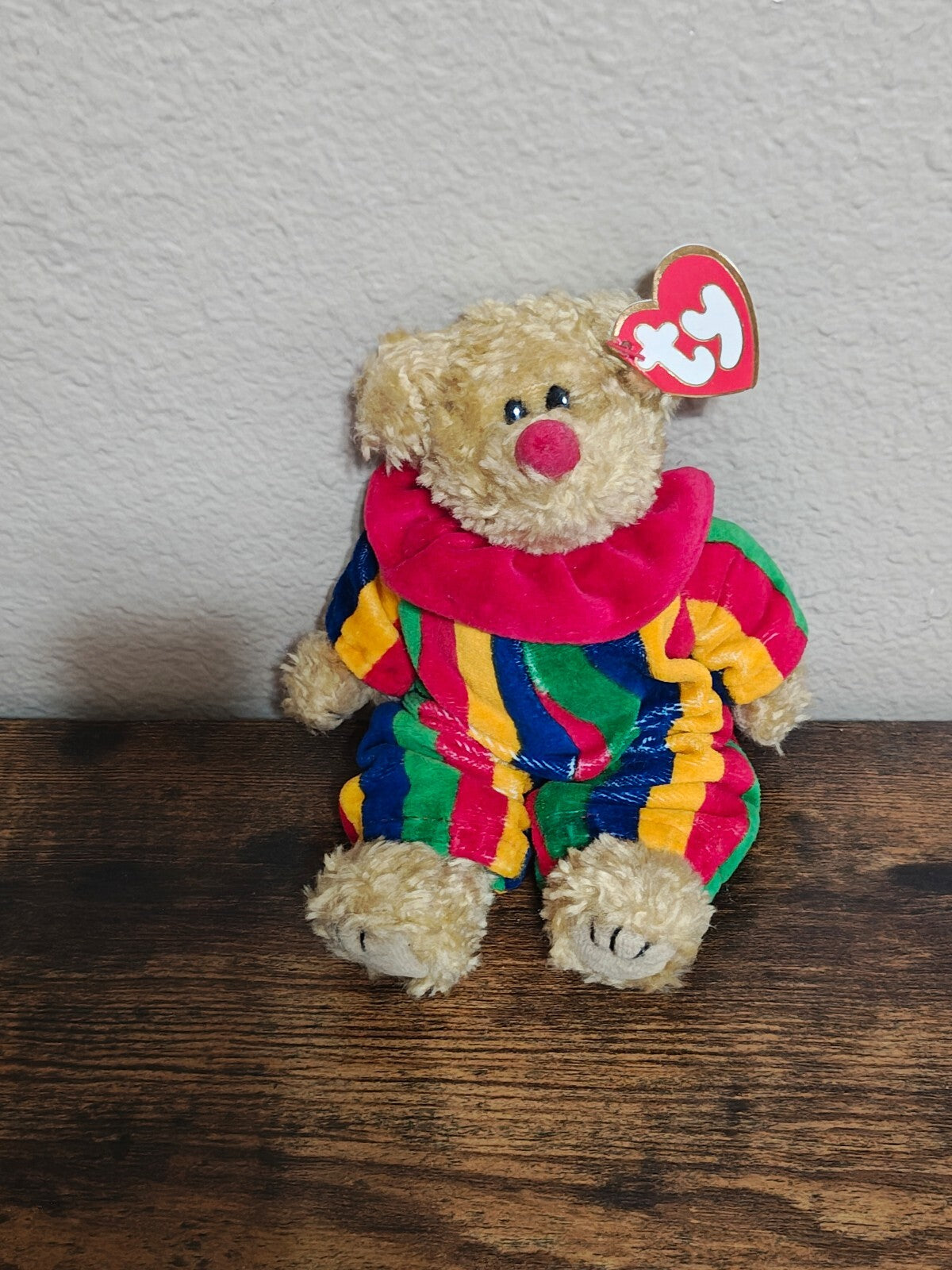 1993 Retired Ty Attic Treasures "Piccadilly" Clown Bear Beanie Plush