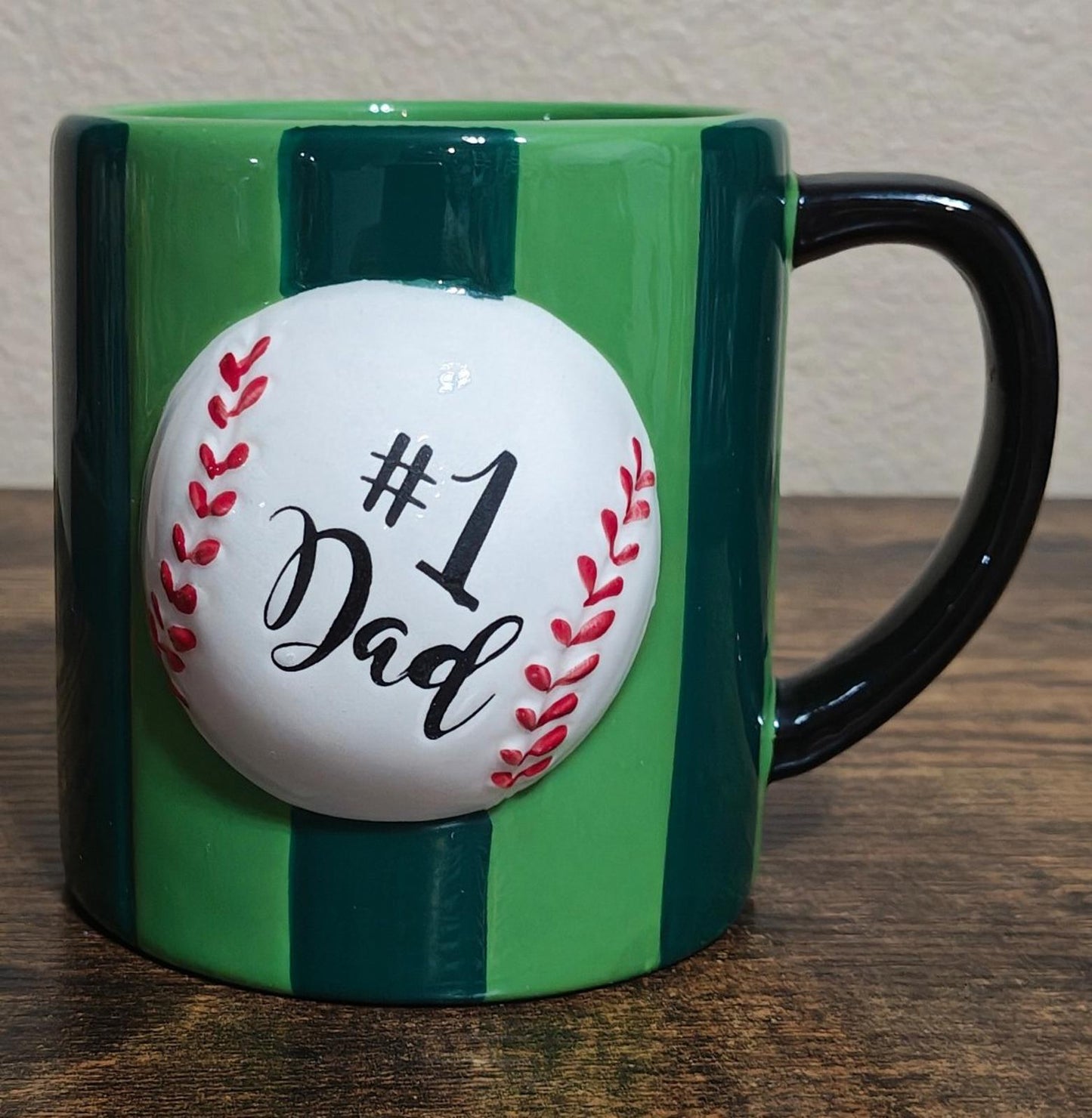 Hand Painted 3D Embossed #1 Dad Baseball Mug