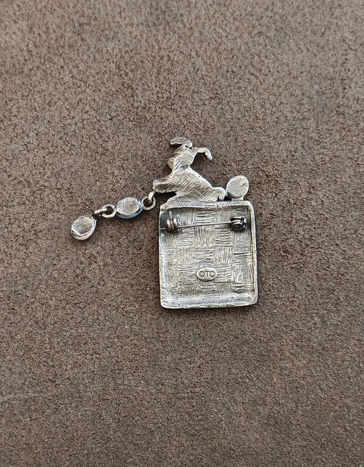 1980s Signed Tanya Creations (TC) "Hoppy Easter" Pewter Brooch Pin