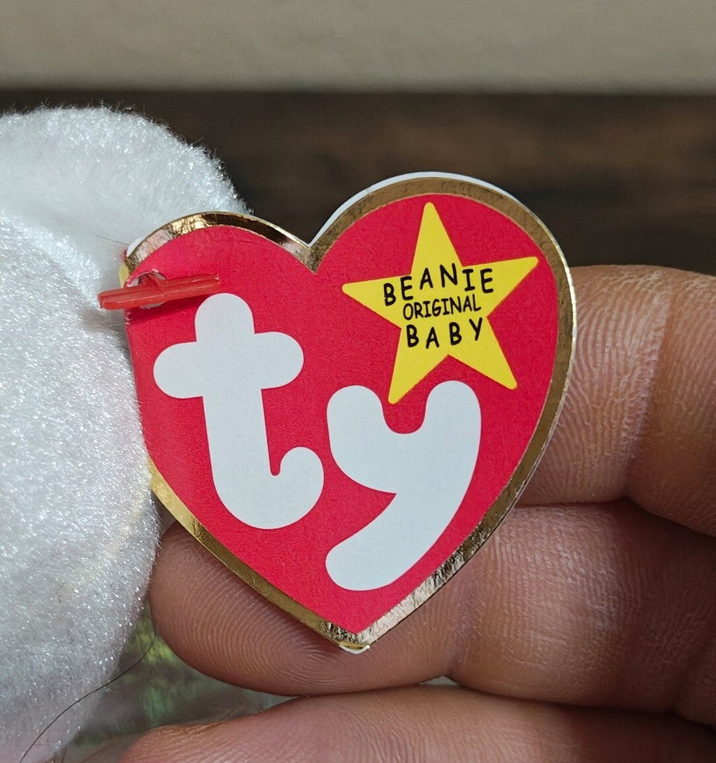 1998 Rare Retired Ty Halo the Angel Bear Beanie Baby Plush