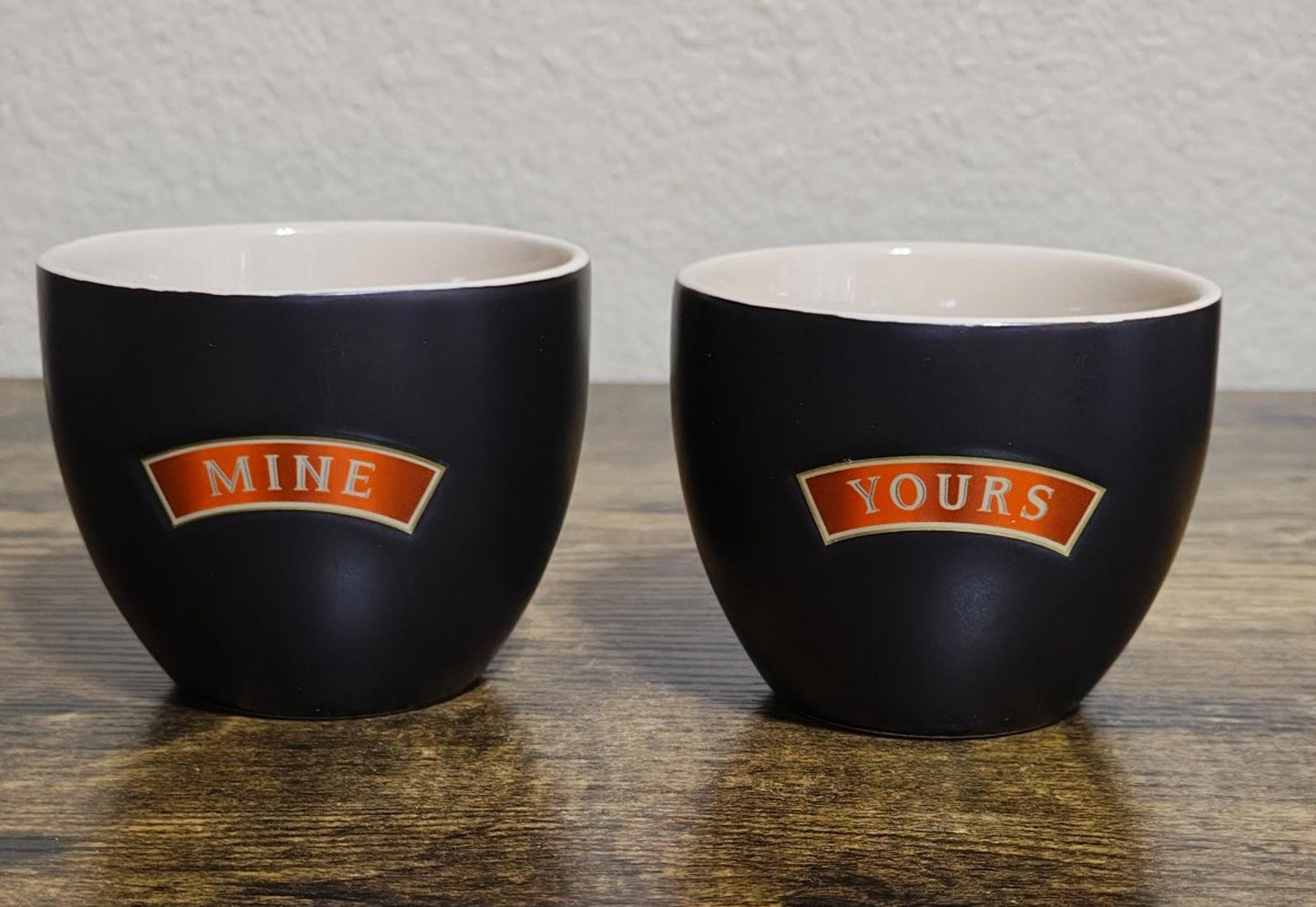 1990's Set Of Mine & Yours Bailey's Irish Beige & Black Stoneware Cups