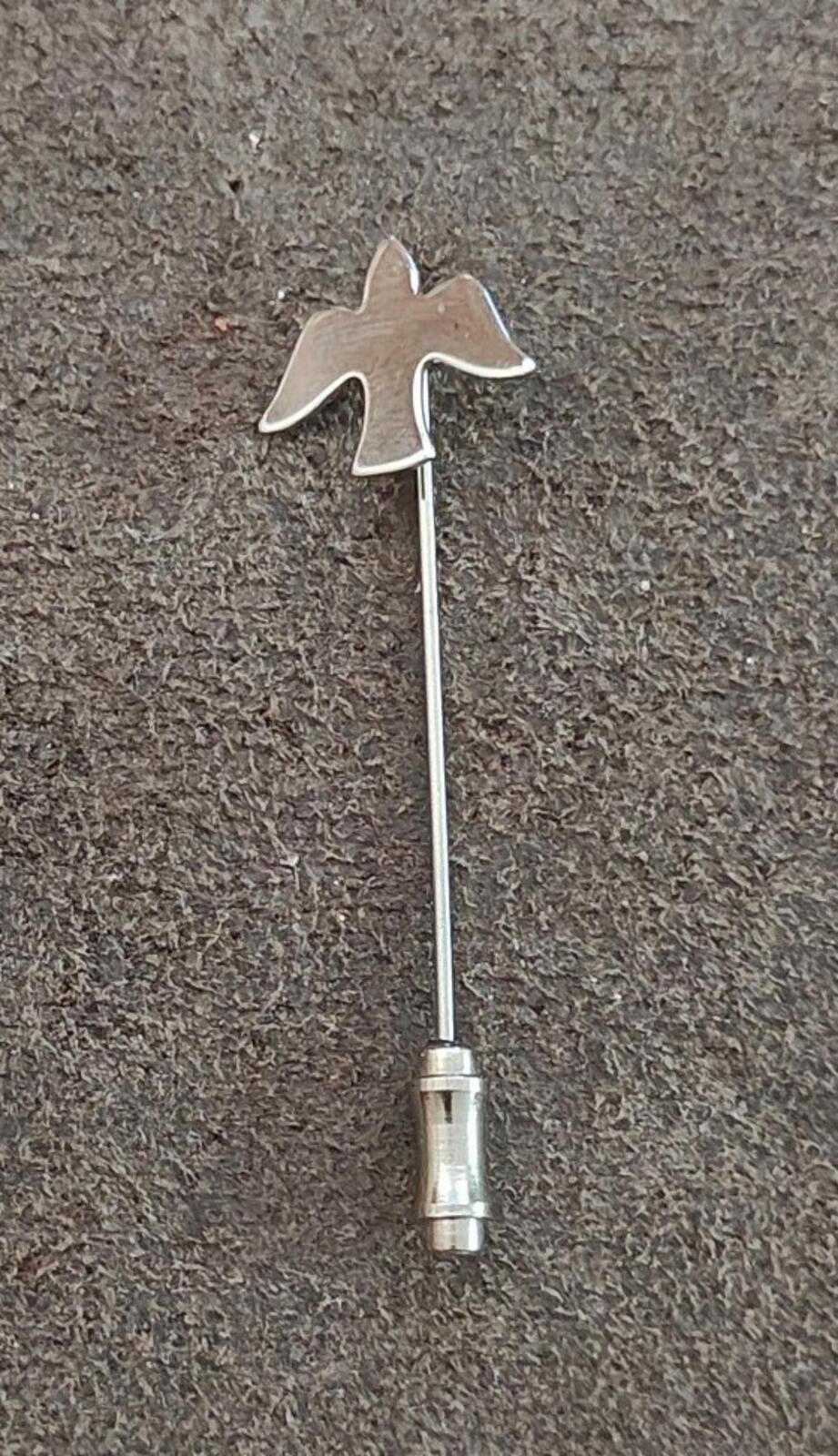 1970s Silver Tone Dove Stick Pin