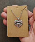 Silver Tone "Big Sis" Crystal Heart Pendant Necklace New On Card