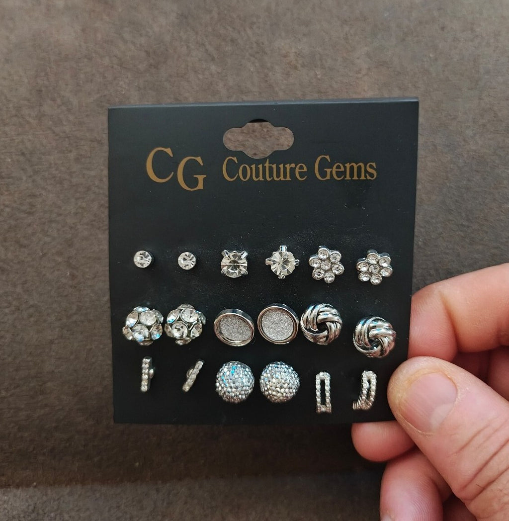 CG Couture Gems Multi Pair Earrings Set New On Card.