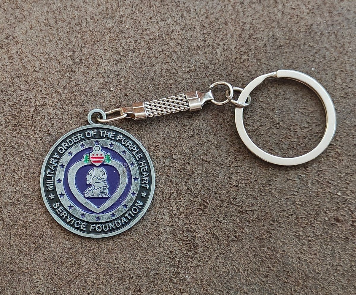 Vintage Military Order Of the Purple Heart Service Foundation Keychain