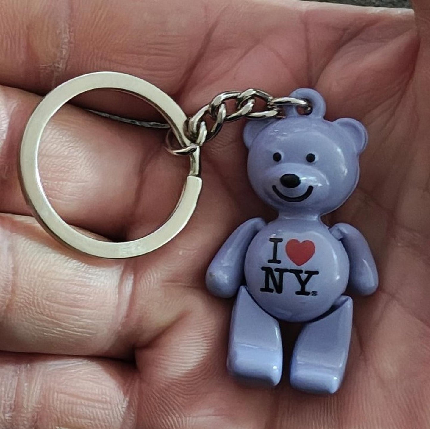 I Love NY Purple Teddy Bear Keychain With Movable Arms & Legs Keychai