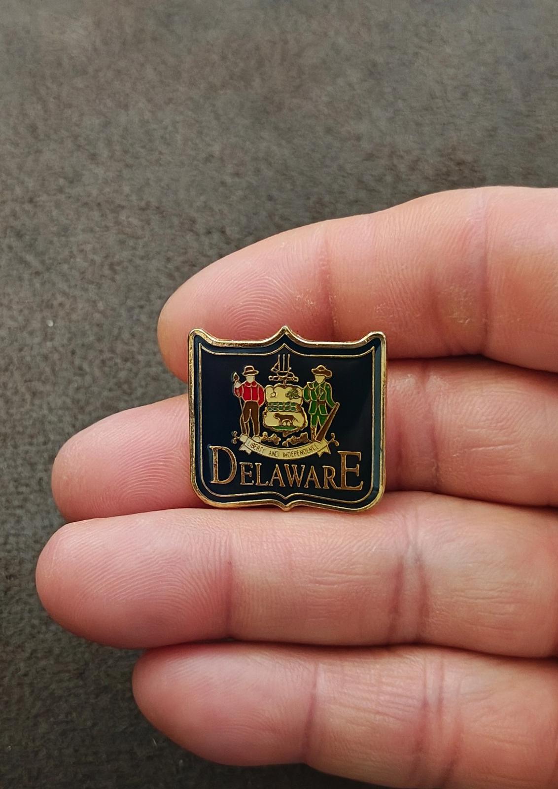 1990s Gold Tone Delaware Souvenir Enamel Pin