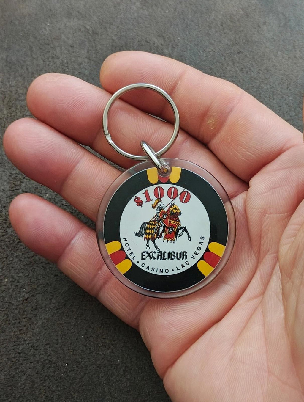 1990s Vintage Excalibur Hotel & Casino Las Vegas $1000 Chip Plastic Keychain