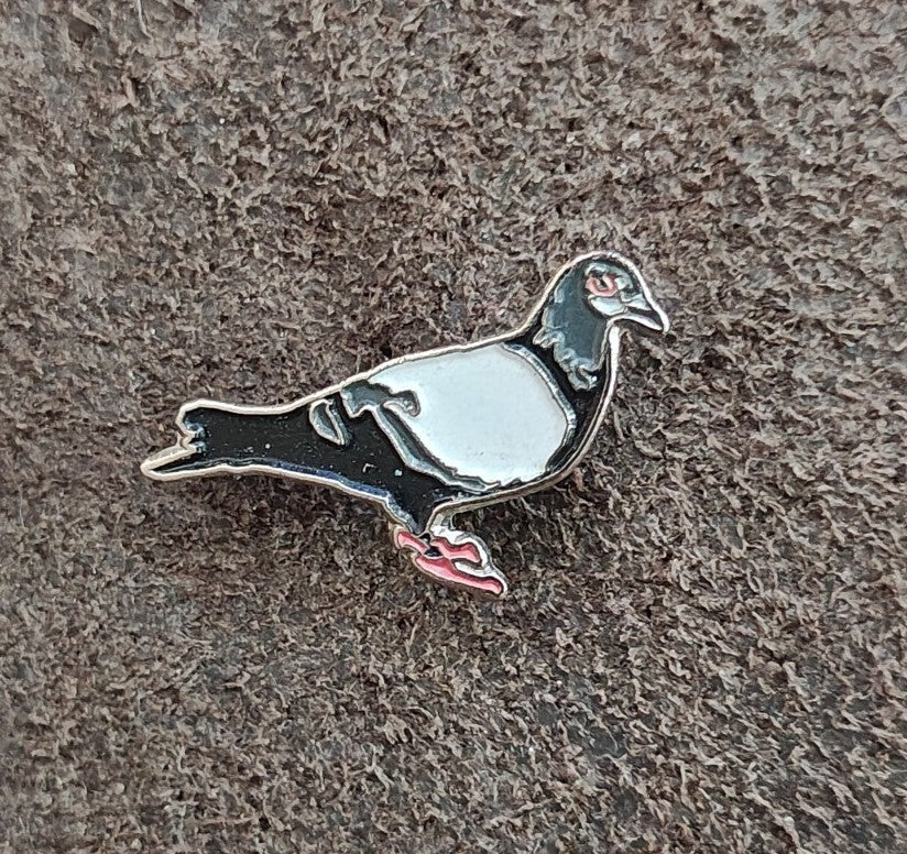 Miniature Pigeon Silver Tone Enamel Pin