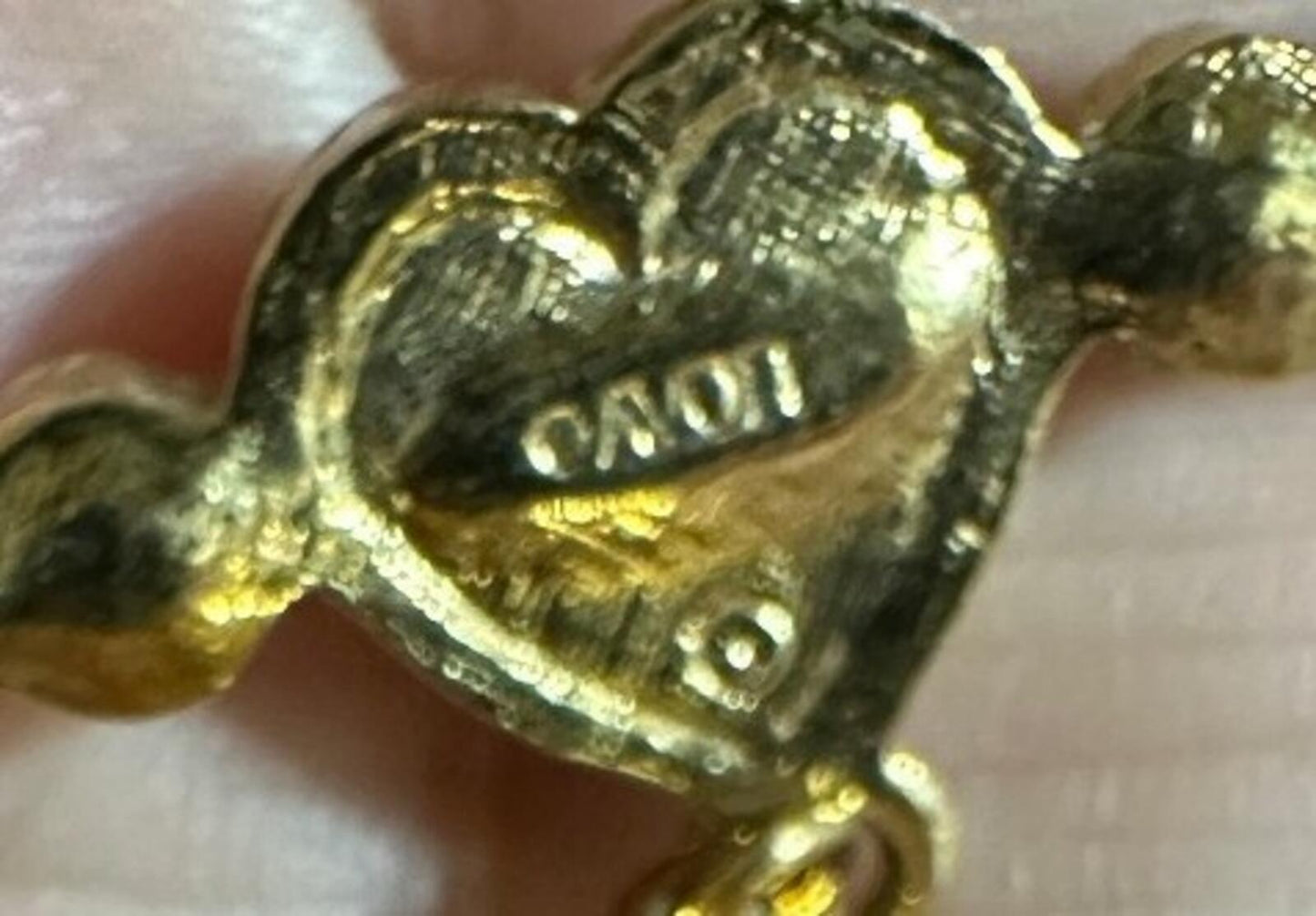 1995 Avon "Cherished Moments" Cupid Gold Tone With Rhinetones Locket Pin Brooch