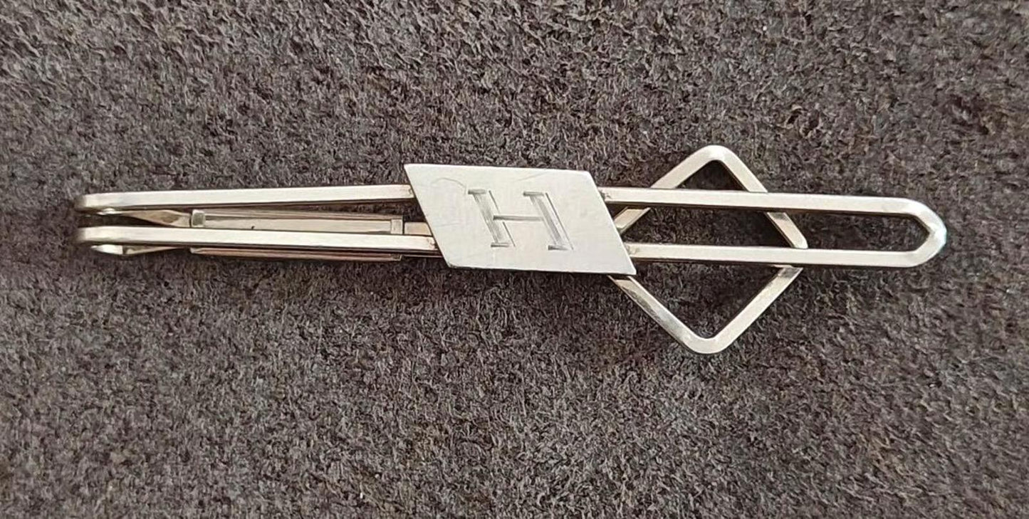 1950s/60’s Initial H Silver Tone Tie Bar Clip