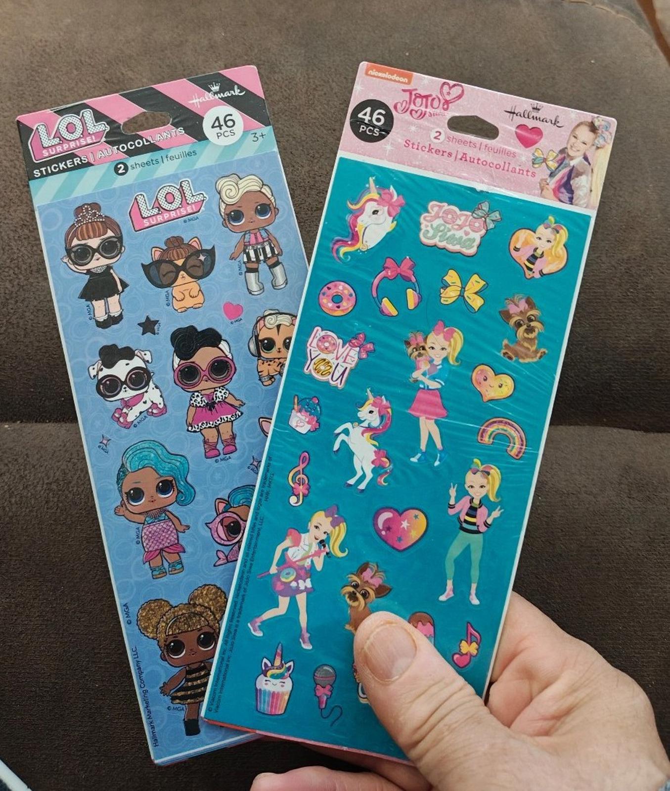Set Of 1 pack of L.O.L. Surprise! Sticker Sheets. And 1 JoJo Siwa Sticker Sheets