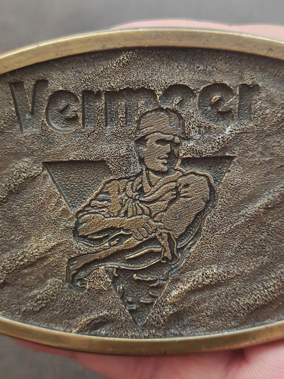 1970s/80s Vermeer Manufacturing Company Solid Brass Advertising Belt Buckle