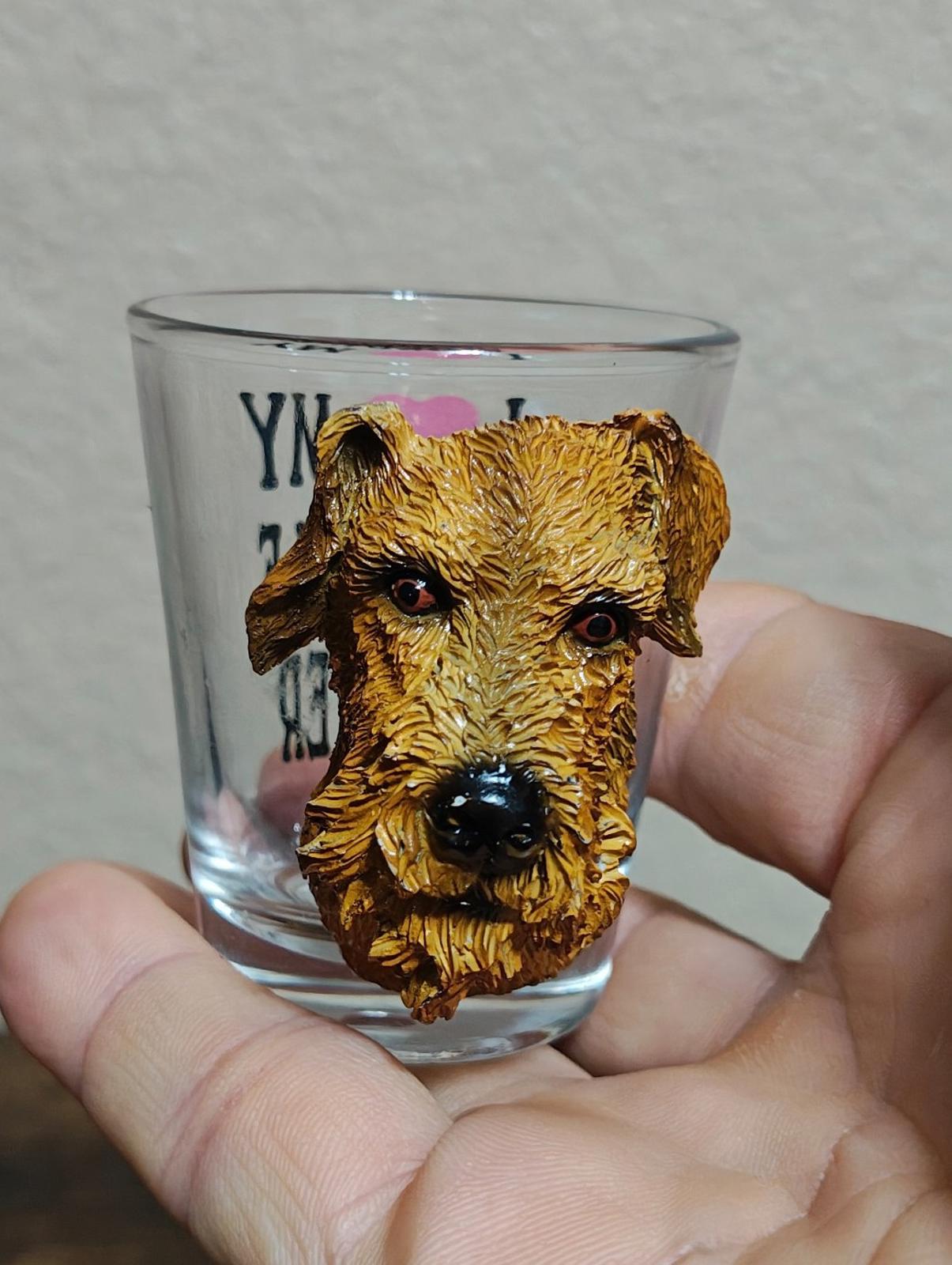 1990's 3D Embossed Airedale Terrier Shot Glass