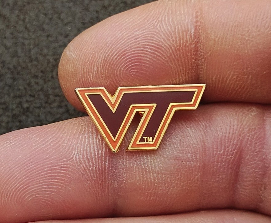 1980s Virginia Tech Hokies NCAA VT Athletic Logo Gold Tone Enamel Pin