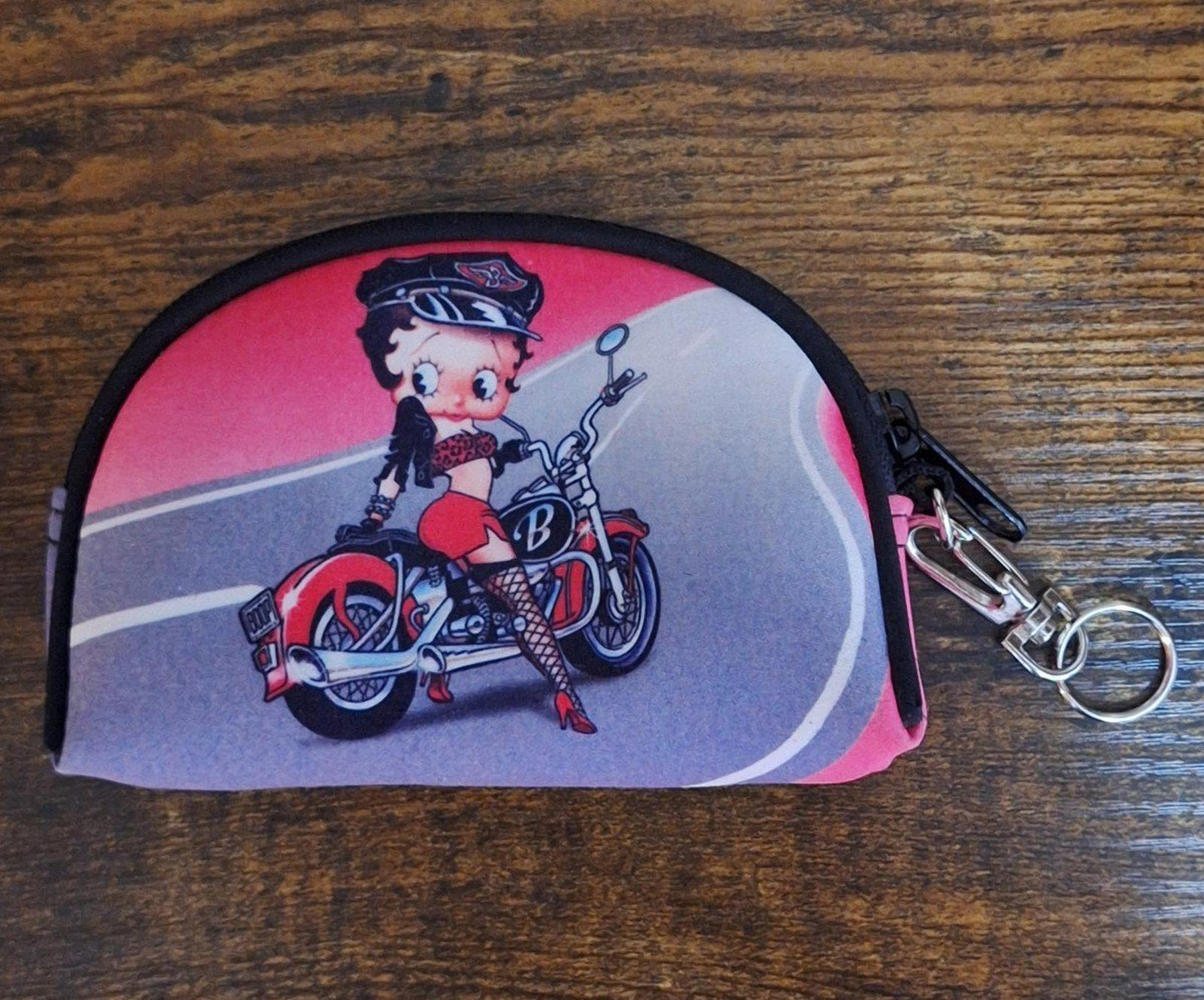 2002 Betty Boop Riding Her Motorcycle Wallet Coin Purse Cosmetic Bag