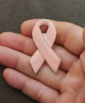 Pink Ribbon Breast Cancer Awareness Silver Tone Enamel Pin.