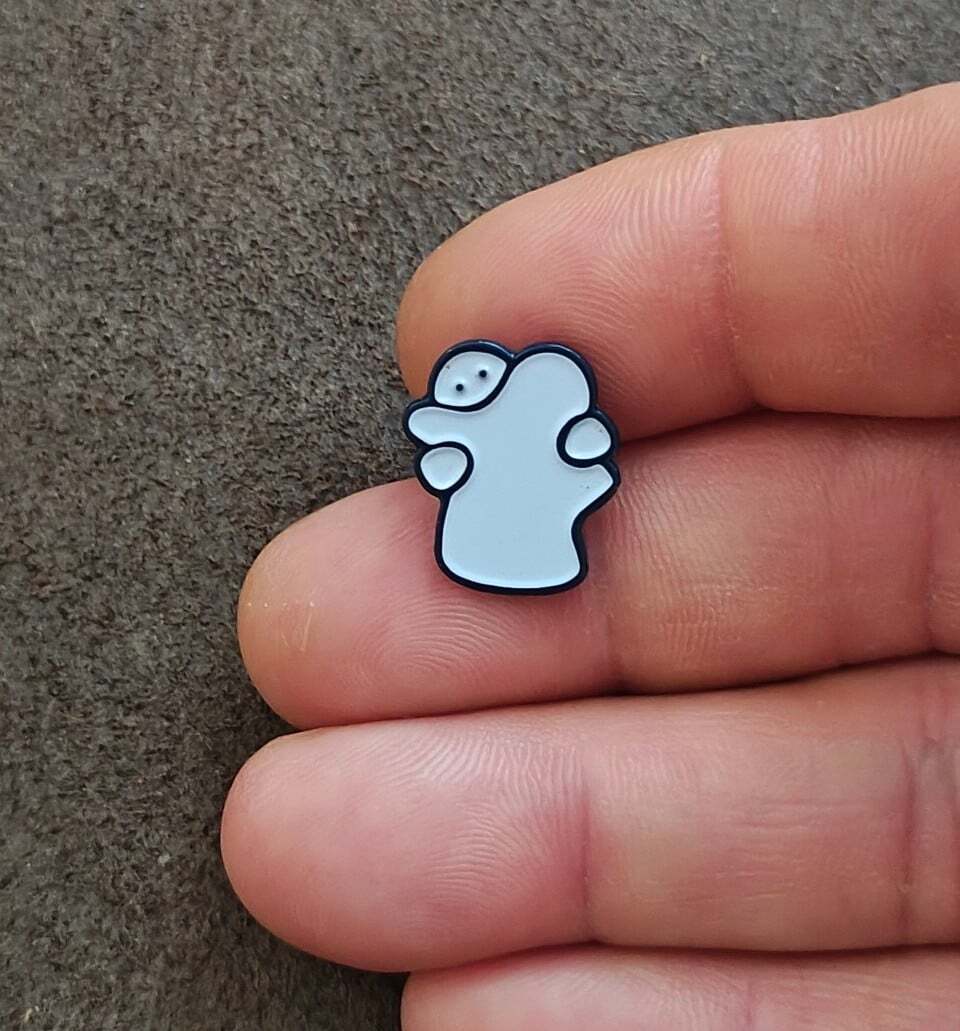 Two Ghosts Hugging Small Metal Enamel Pin