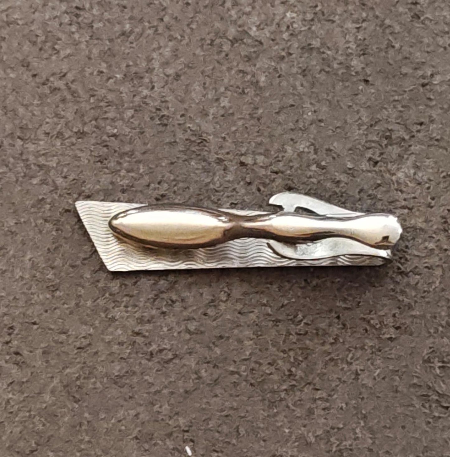 1960s Geometric/Diamante Style Silver Tone Tie Bar Clip