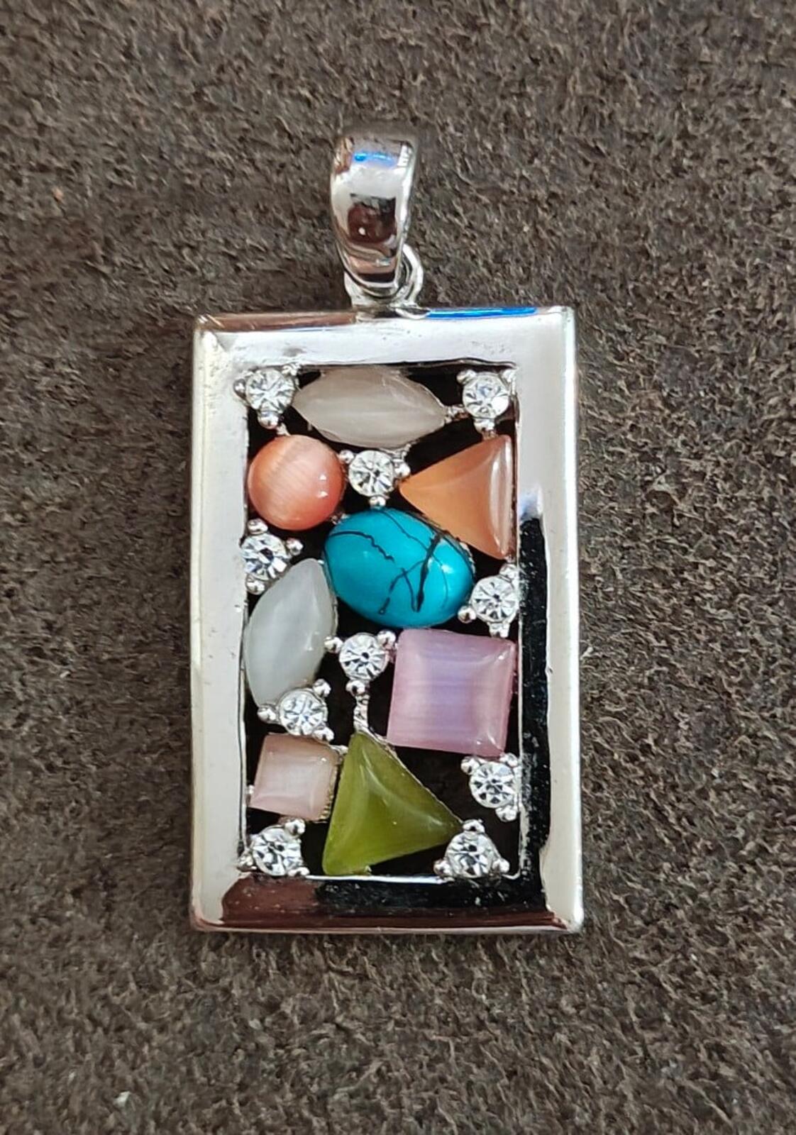 Lia Sophia Galileo Turquoise And Pastel Silver Tone Pendant